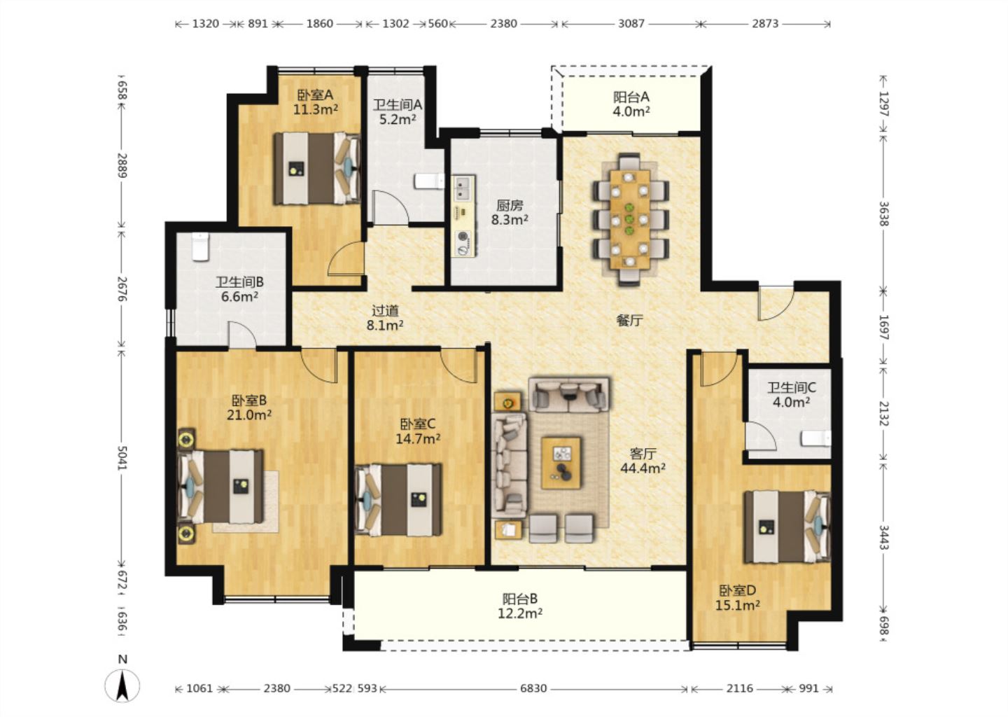 绿城桂语江南 4室2厅3卫 180m²