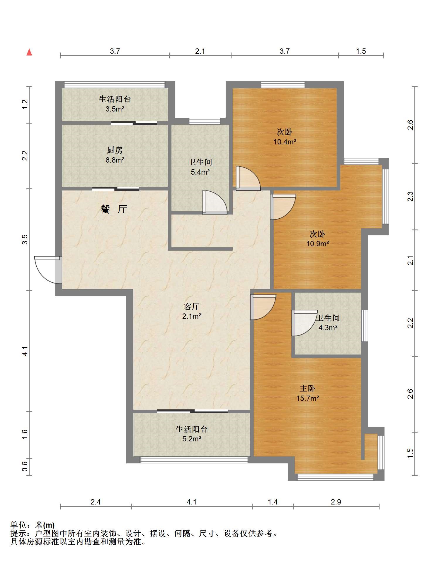 江景国际家园 3室2厅2卫 126.54m&sup2;