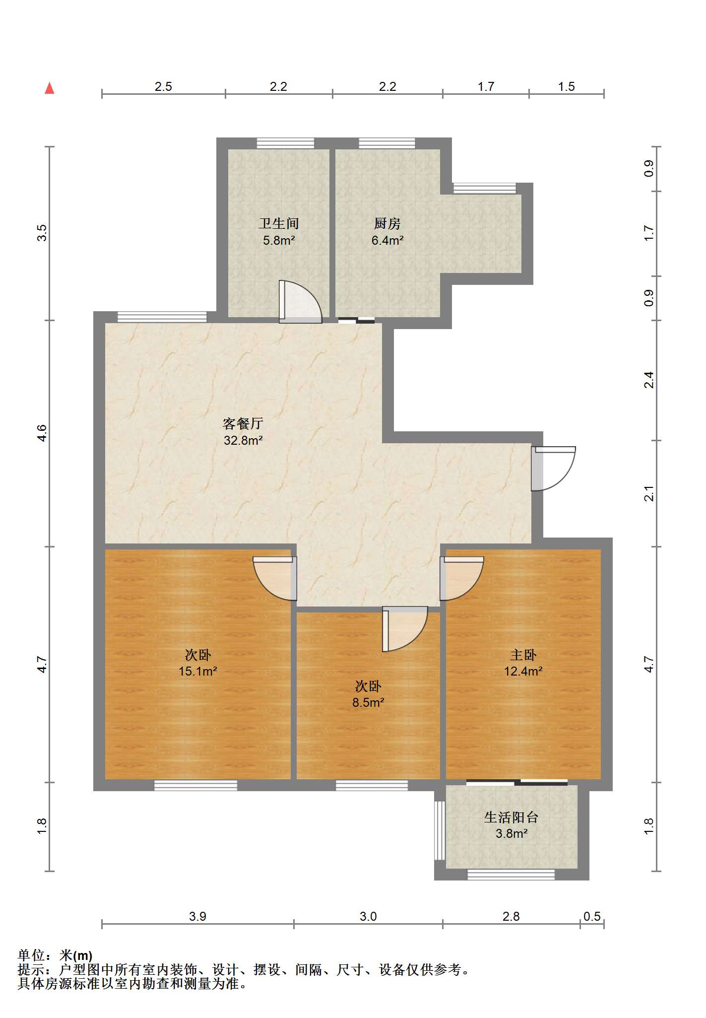 观河华府 3室2厅1卫 111m&sup2;