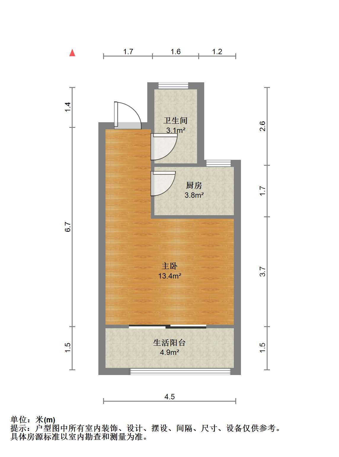 阳光悦城 1室1厅1卫 43.00m&sup2;