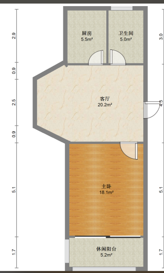 学田苑 1室1厅1卫 48.54m²