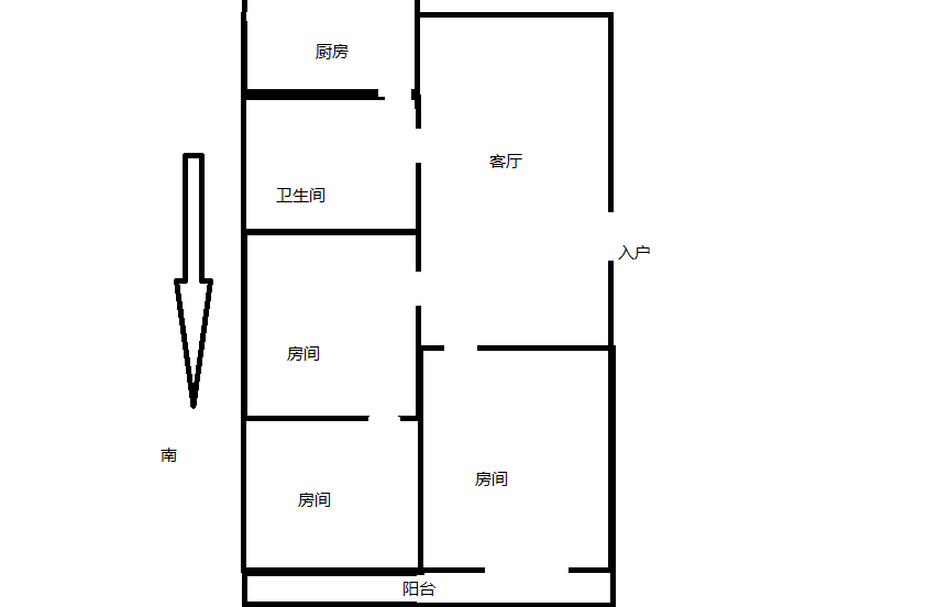 新桃园 3室1厅1卫 96.00m&sup2;