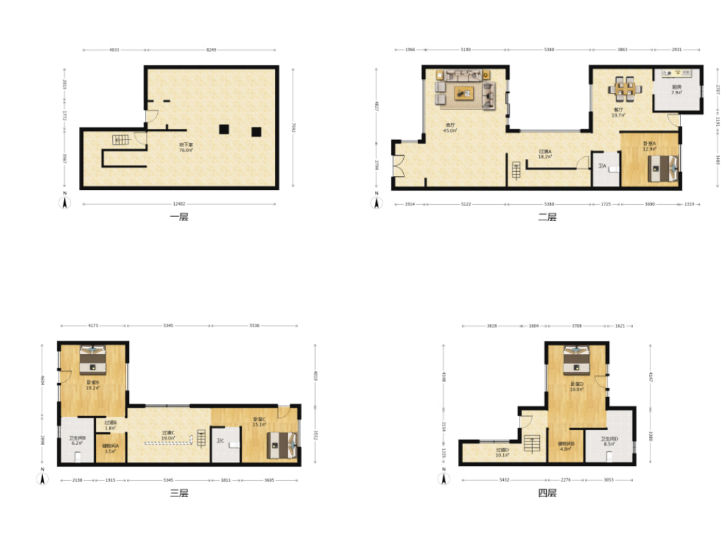 九间堂山居 4室2厅2卫 221m&sup2;