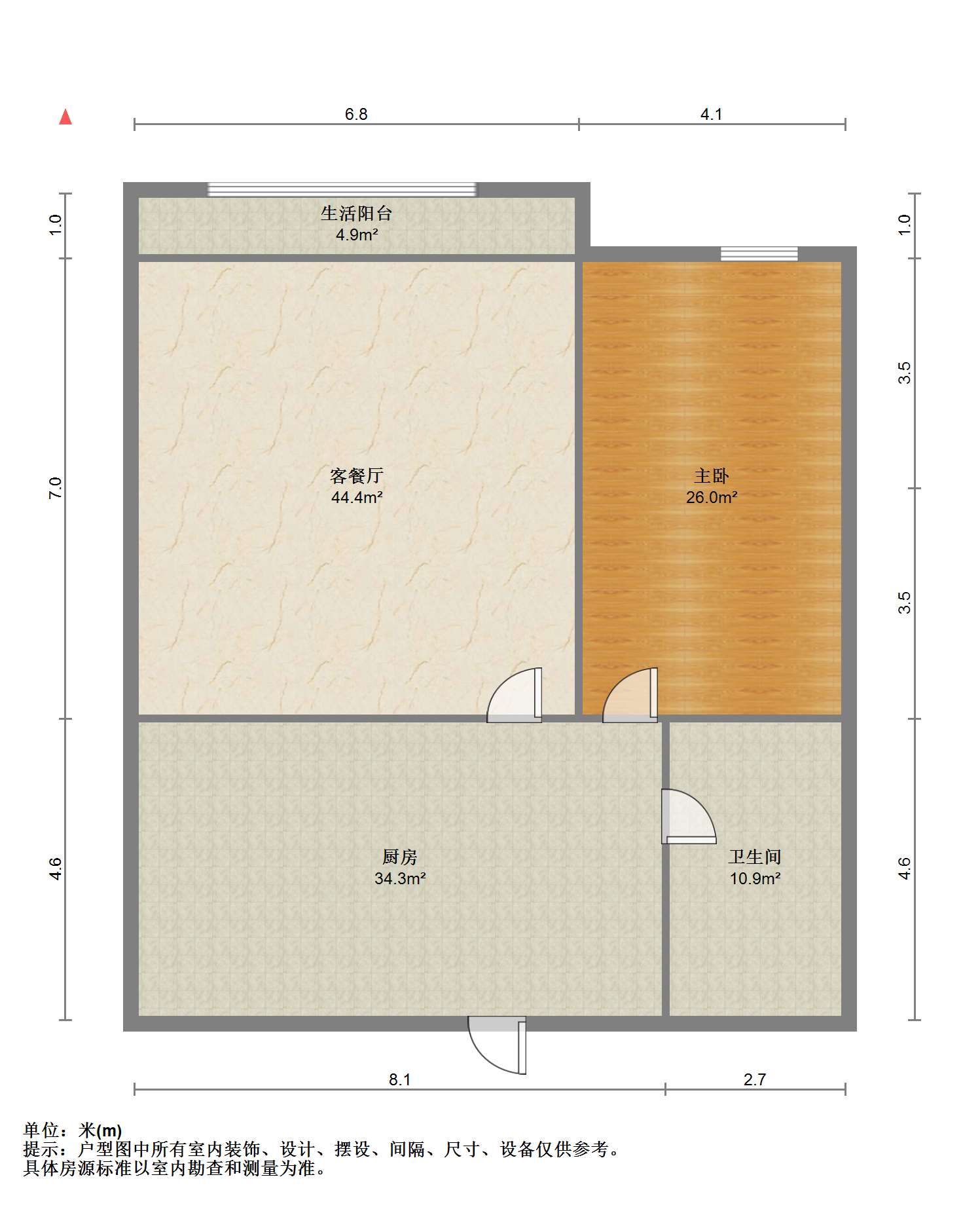 融悦华庭 1室1厅1卫 60m&sup2;