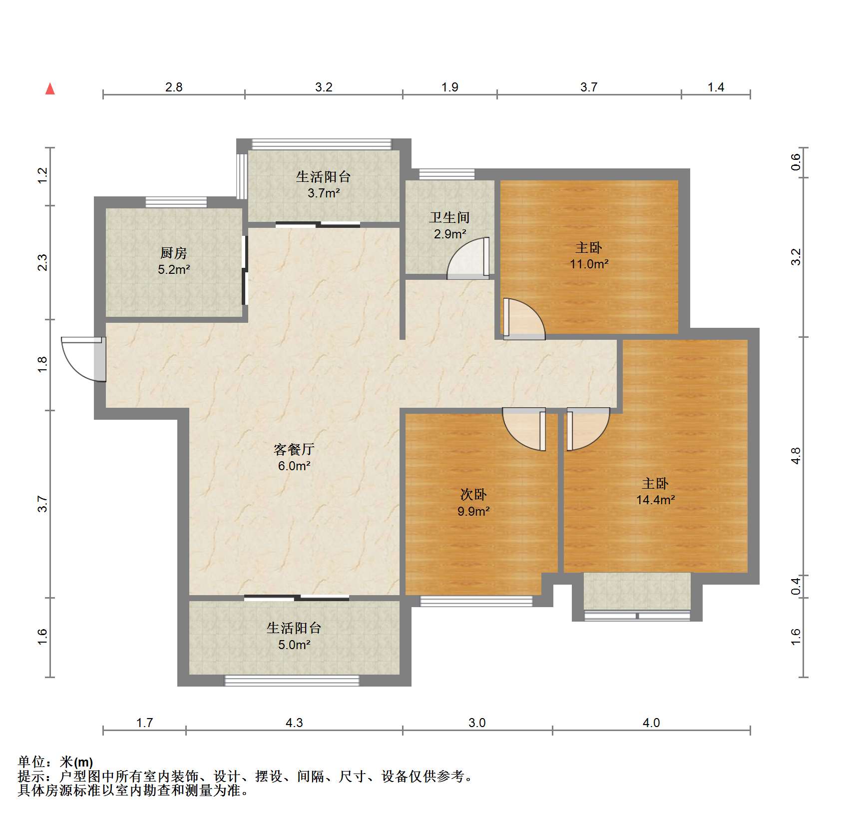 弘阳上城 3室2厅1卫 116.14m&sup2;