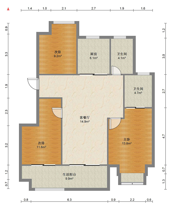 龙湖卓越&middot;悦珑湾 3室2厅2卫 109m&sup2;