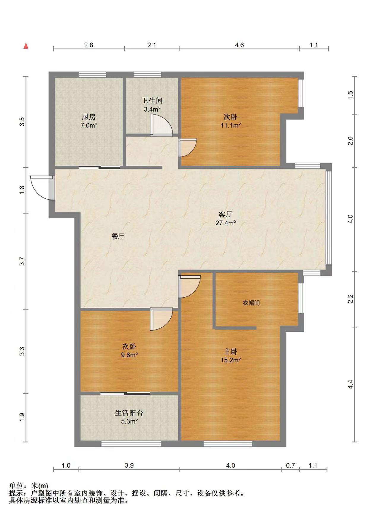 万濠星城 3室2厅1卫 128.40m&sup2;