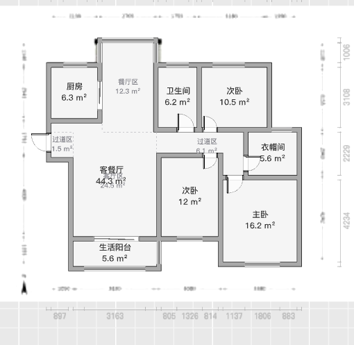 景瑞望府 3室2厅2卫 125m&sup2;