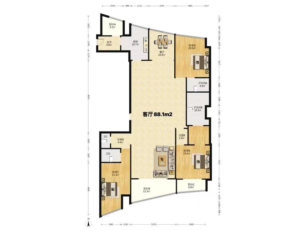 中南世纪城北区 1室1厅1卫 293.00m&sup2;