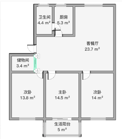 德民花苑东区 3室1厅1卫 116.00m&sup2;