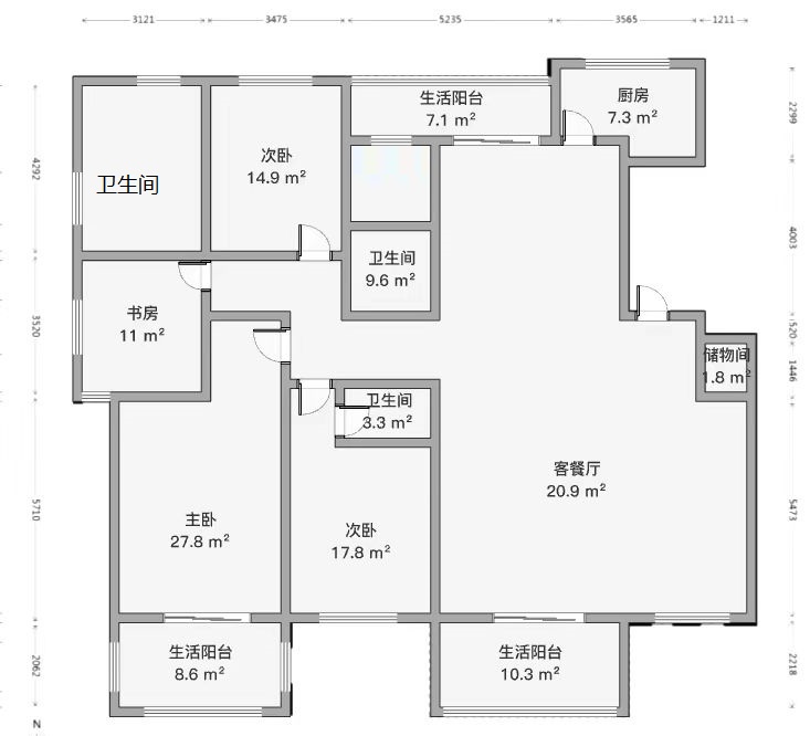 南通壹城水清木华 3室2厅3卫 243.59m&sup2;