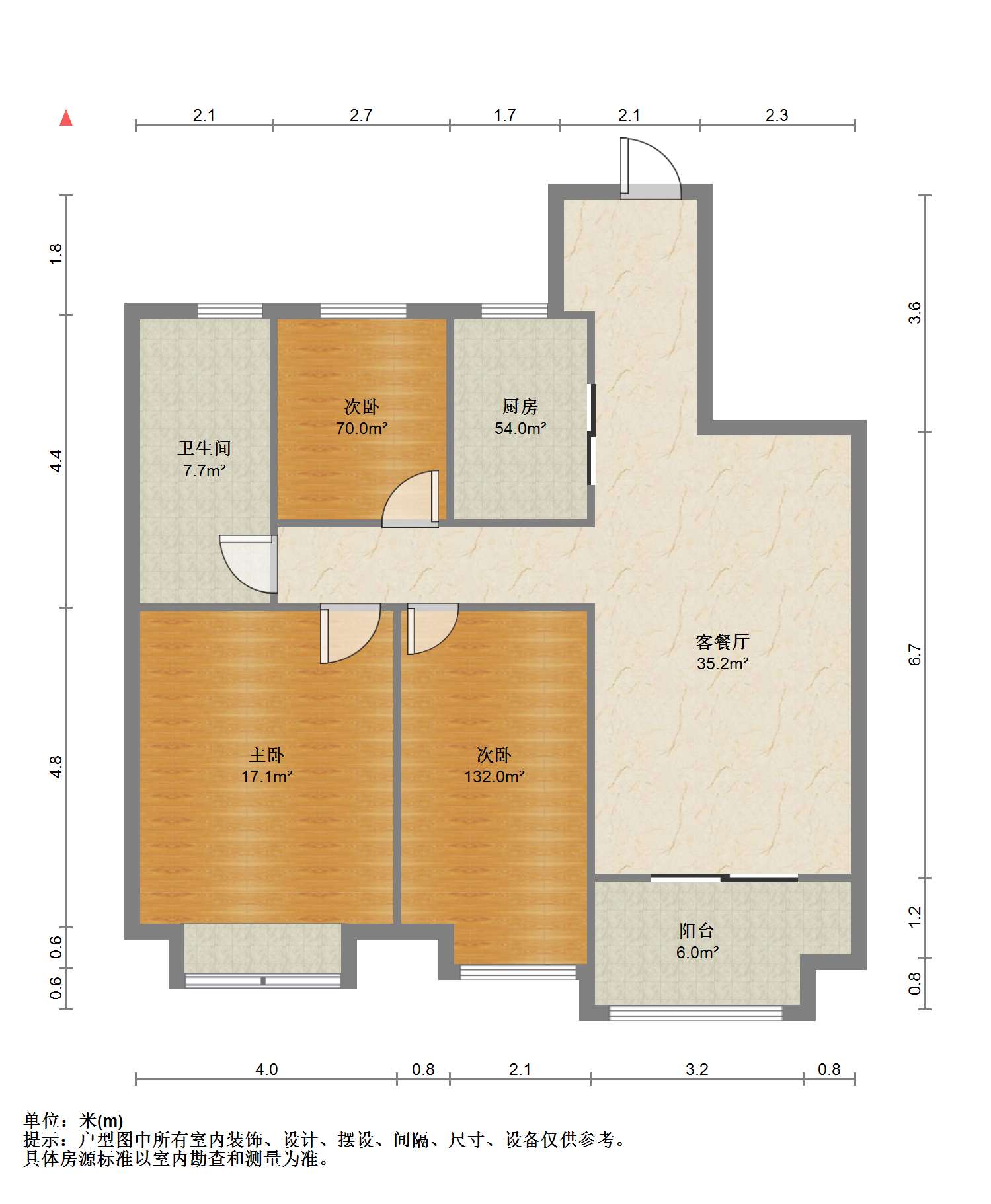 万科金域蓝湾 3室2厅1卫 107.56m&sup2;