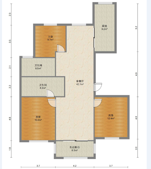德诚翠湖湾 3室2厅1卫 128m&sup2;