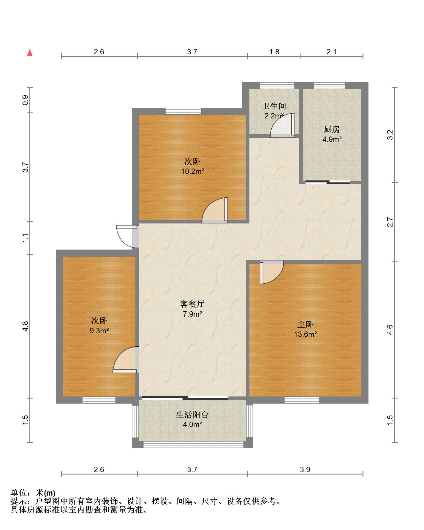 银花苑 3室2厅1卫 95.00m&sup2;