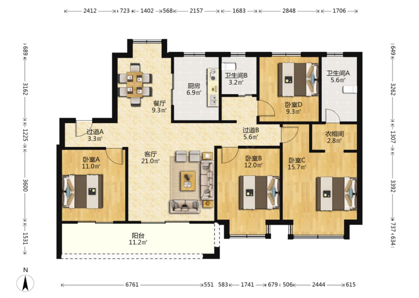 融创盛和九里桃源 4室2厅2卫 143m&sup2;