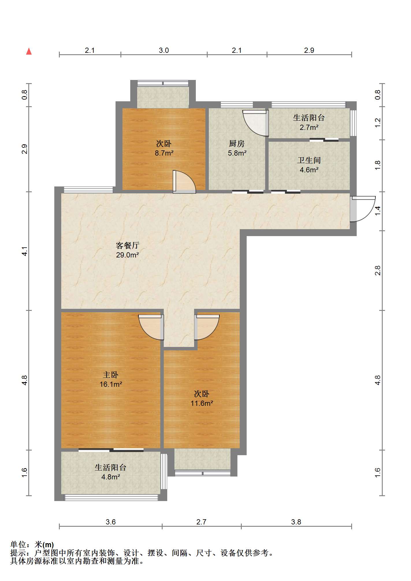 天晖苑 3室2厅1卫 100m&sup2;