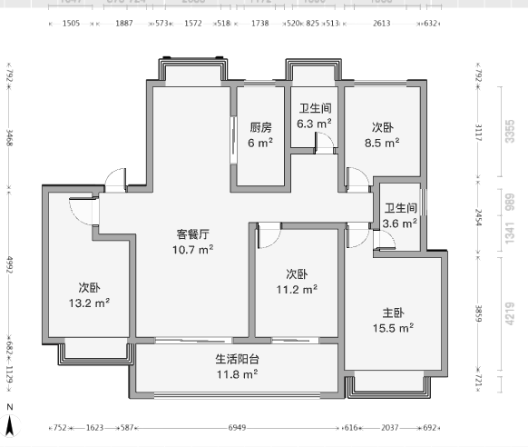 春风南岸西园 4室2厅2卫 136m&sup2;