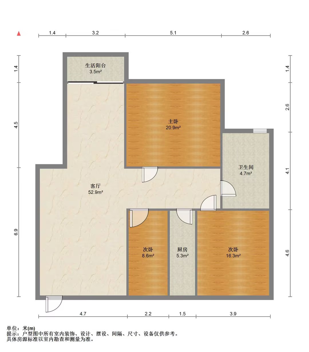 长航地中海花园 3室2厅1卫 142m&sup2;