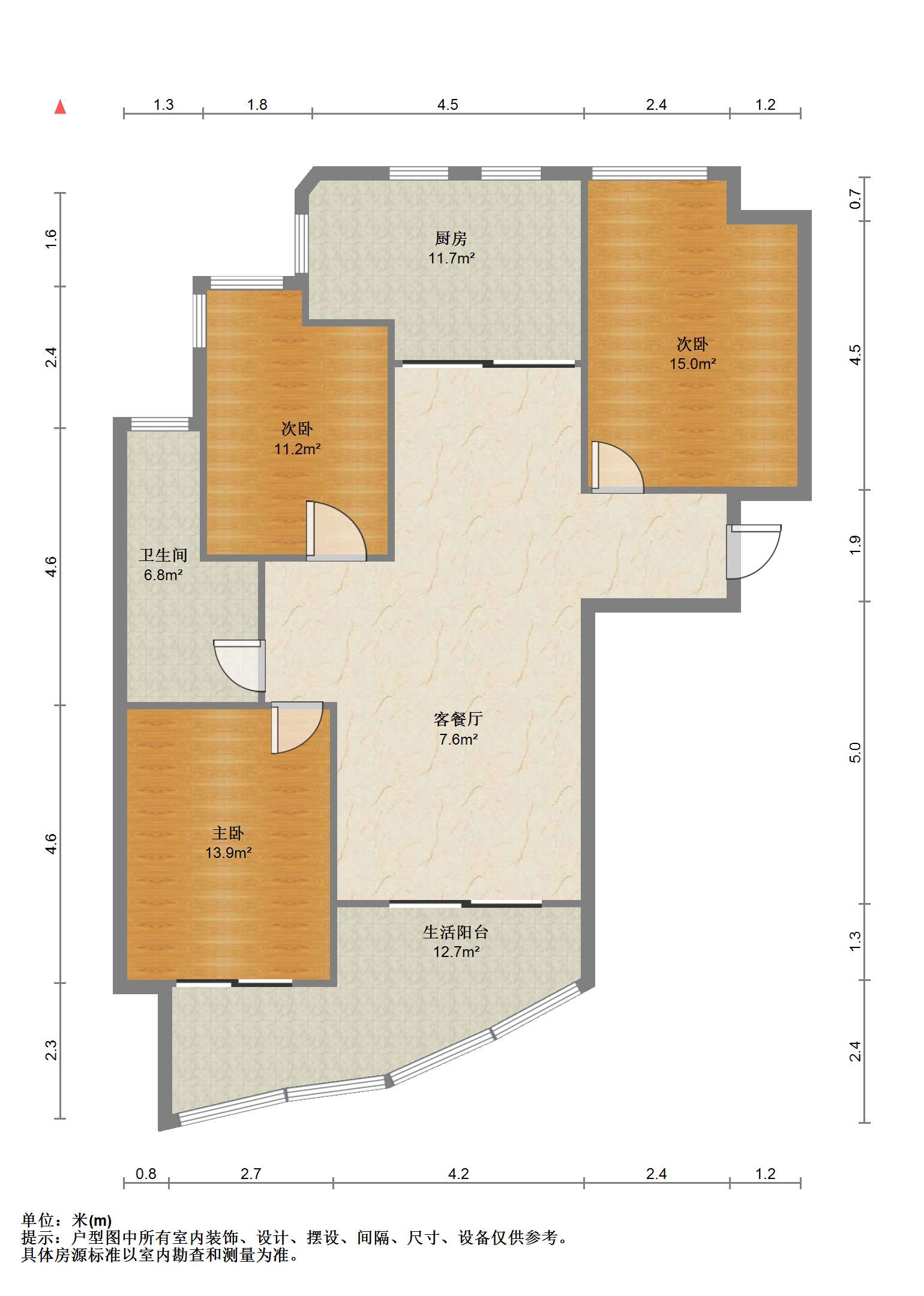 金色城品 3室2厅1卫 111m&sup2;