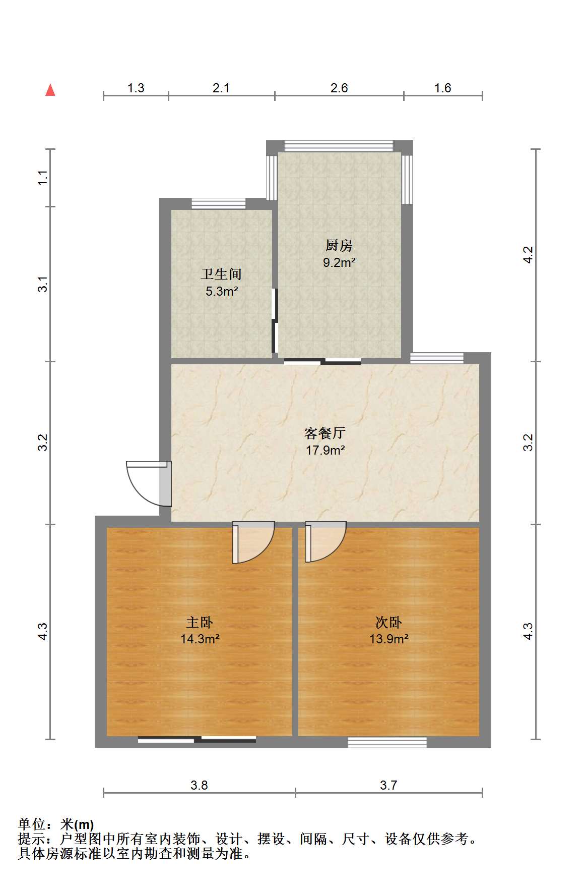 公园佳苑北区 2室2厅1卫 86.5m&sup2;