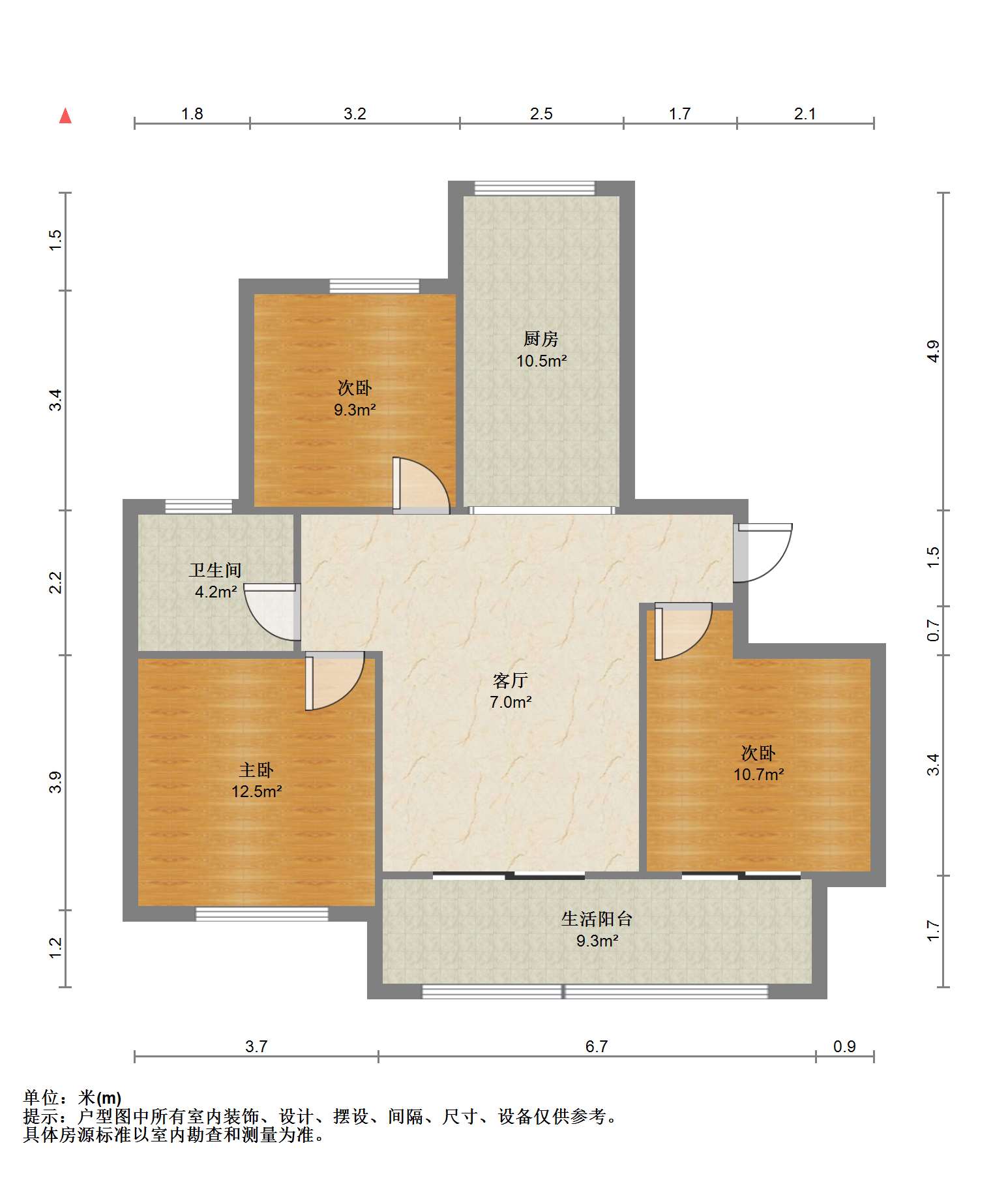 沙家圩花苑 3室2厅1卫 112m&sup2;