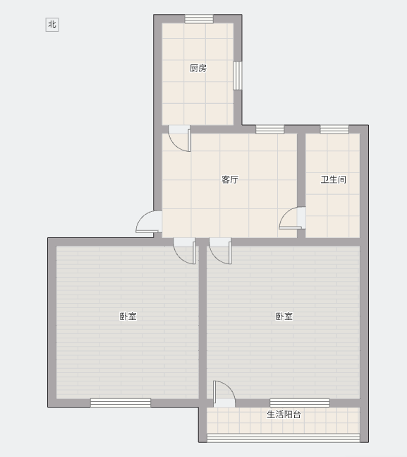 北濠桥新村 2室2厅1卫 61.5m&sup2;