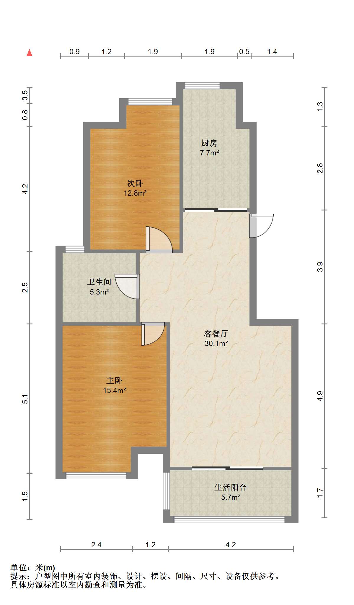 苏建阳光新城 2室2厅1卫 91m&sup2;