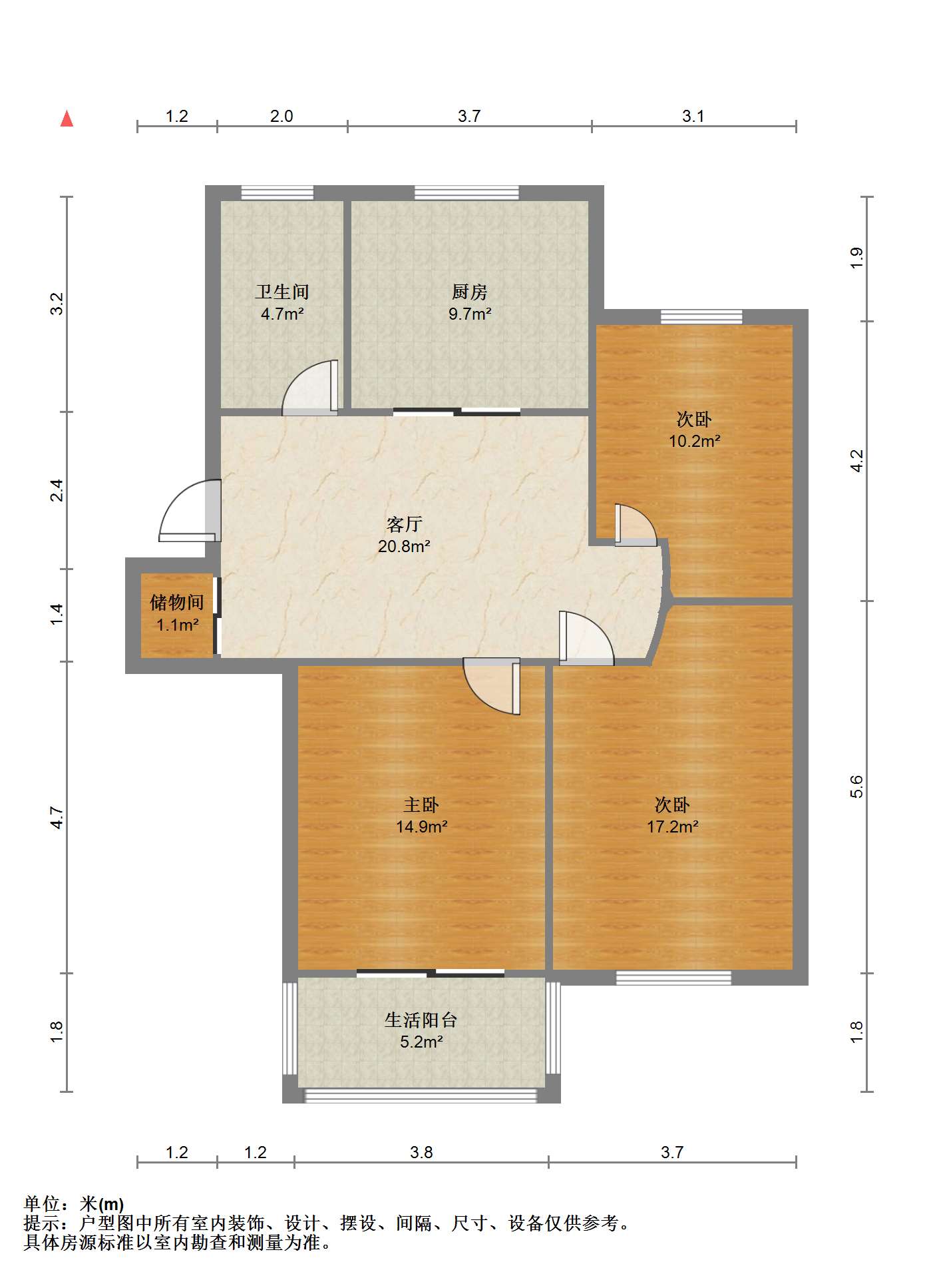 德民花苑东区 2室1厅1卫 96m&sup2;