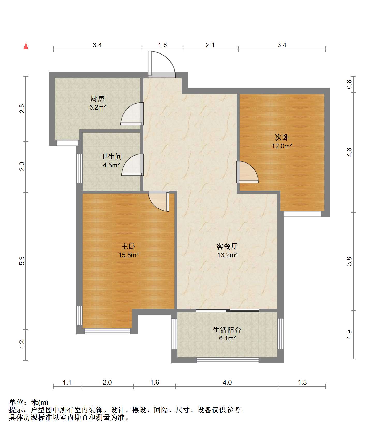 帝奥世伦名郡 2室1厅1卫 95m&sup2;