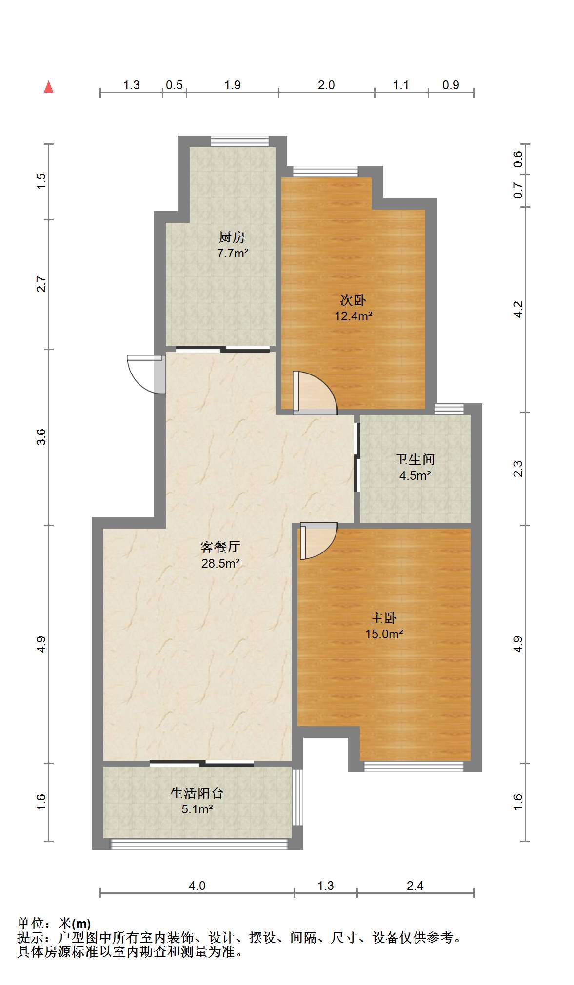 苏建阳光新城 2室1厅1卫 91m&sup2;