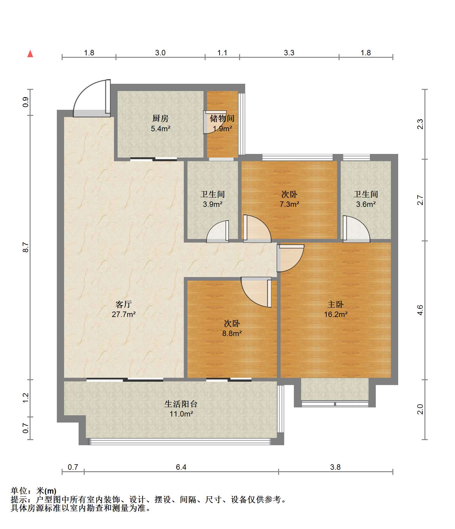 碧桂园时代悦城 3室2厅2卫 114.24m&sup2;