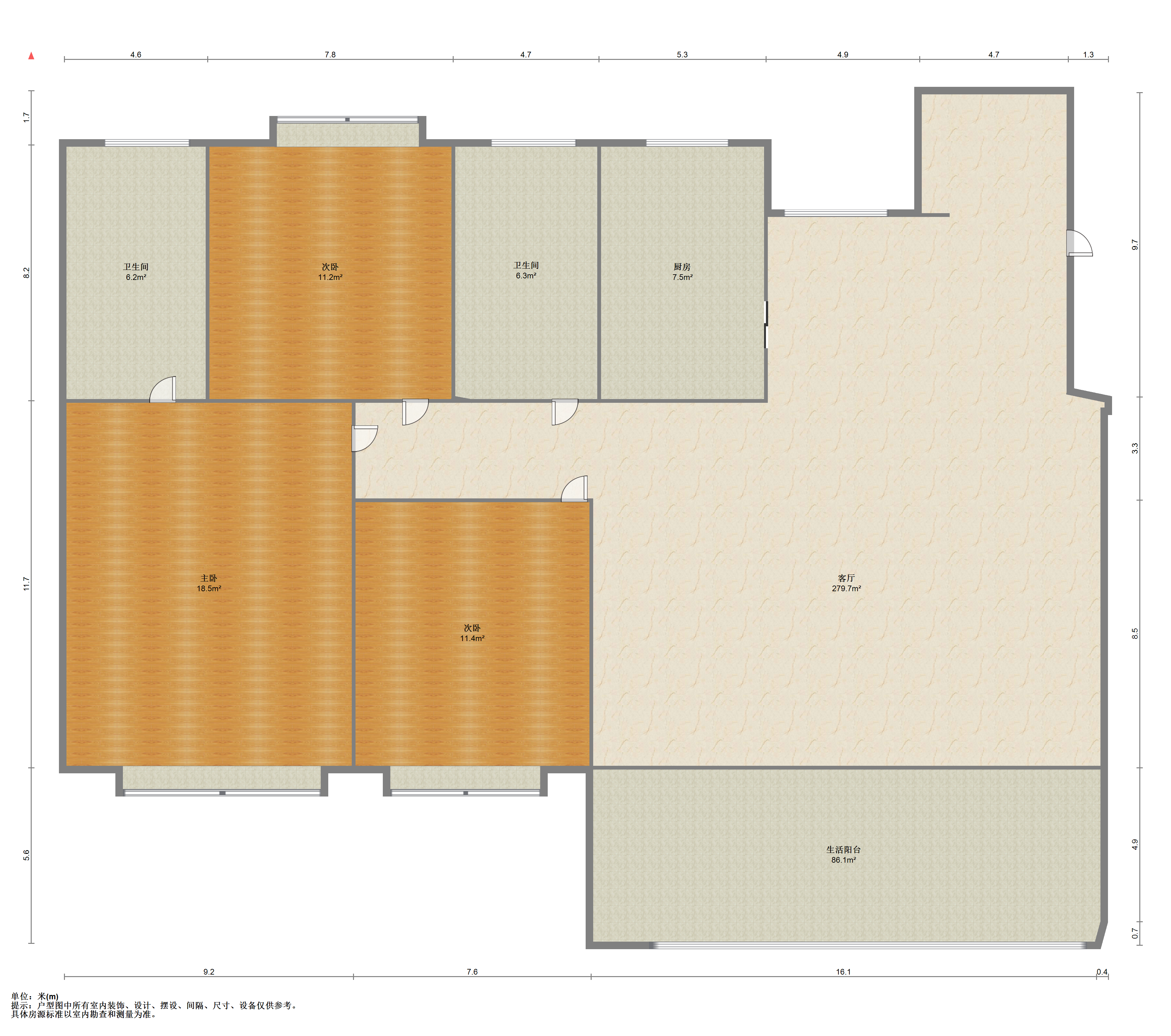祥生云境 3室2厅2卫 133.53m²