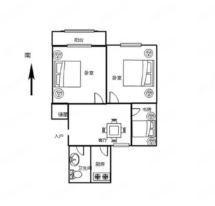 将军二园 3室1厅1卫 74.5m&sup2;