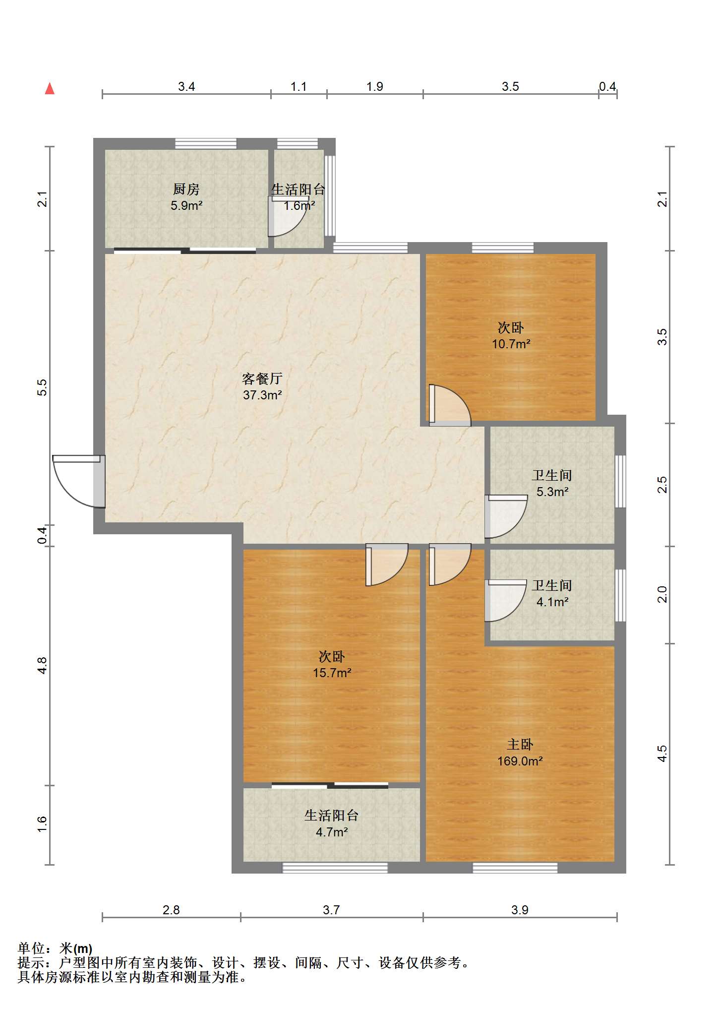 江景苑小区 3室2厅2卫 137.80m&sup2;