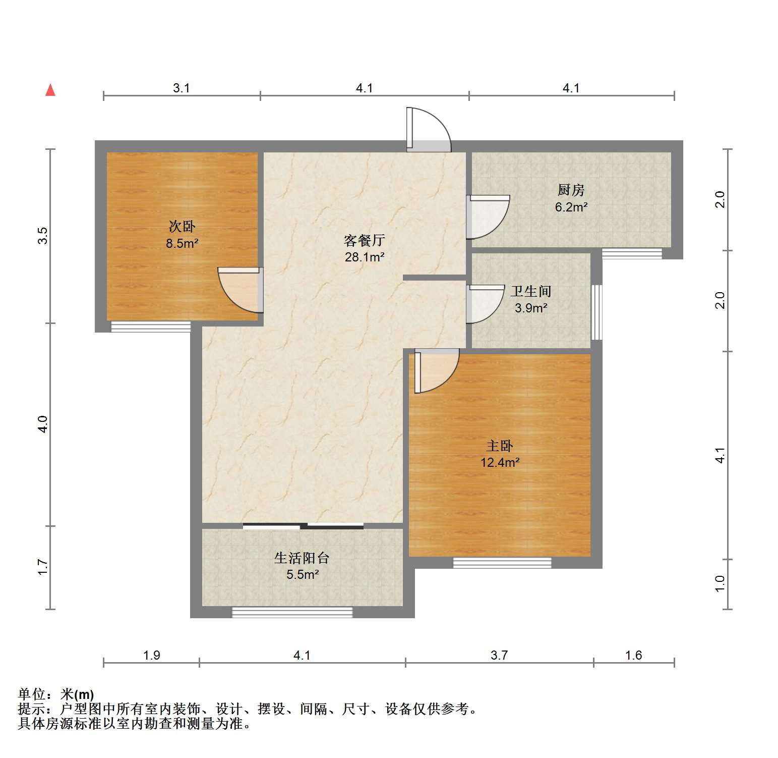南通橡树湾 2室2厅1卫 85m&sup2;