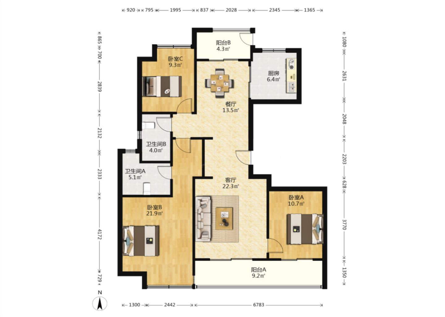 绿城沁园 3室2厅2卫 133m&sup2;