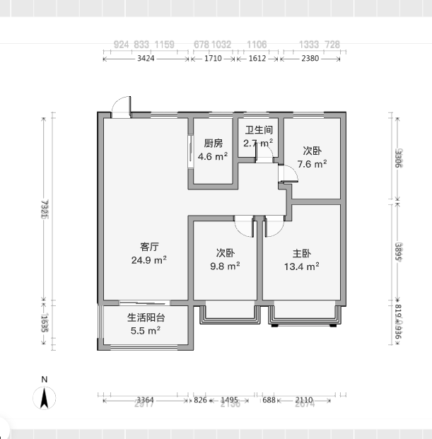 南通雅居乐花园 3室2厅1卫 99m&sup2;