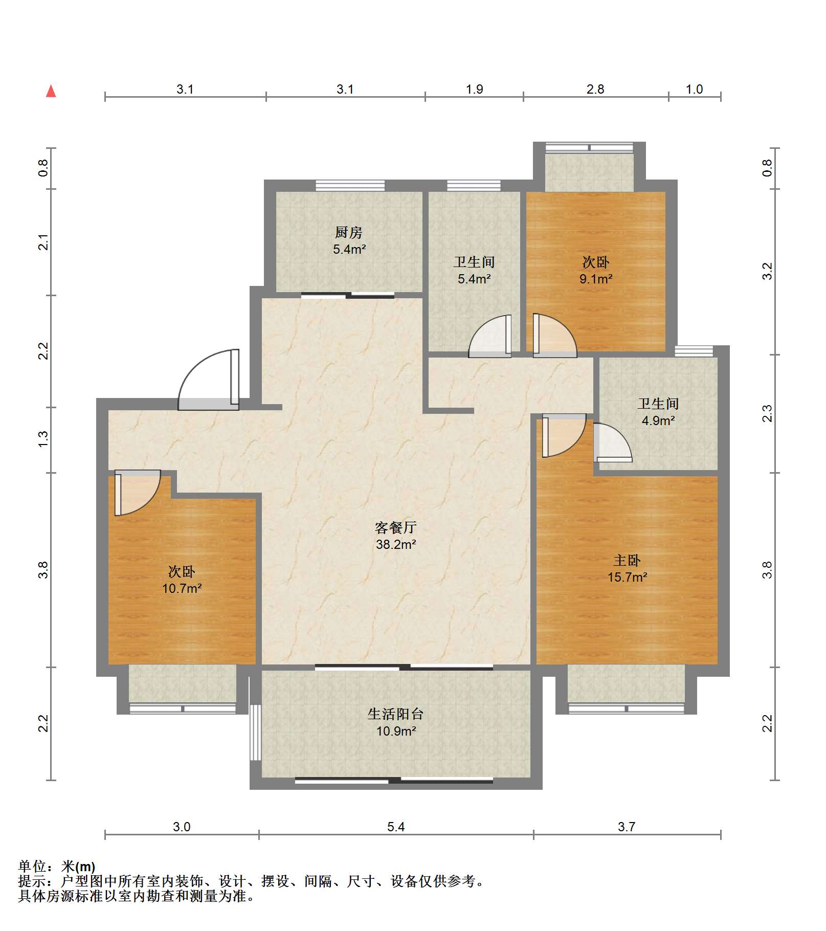 万濠禧园 3室2厅2卫 125.37m&sup2;