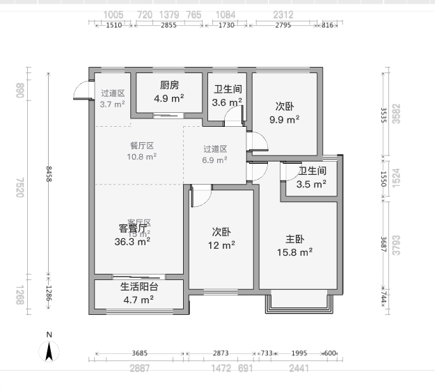 中南熙悦(南通经济技术开发区) 3室2厅2卫 117m&sup2;