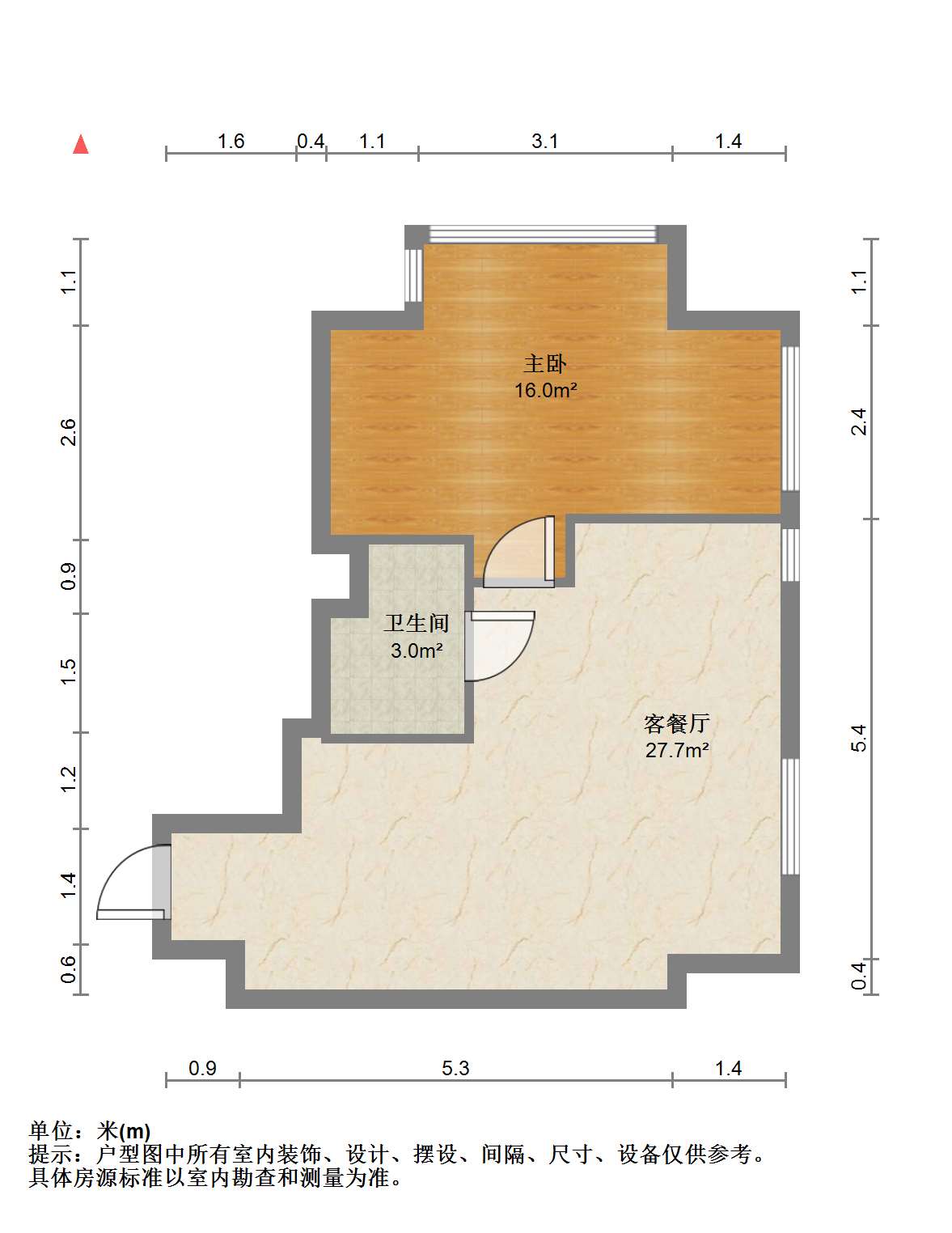 南通万达广场 1室1厅1卫 68m&sup2;