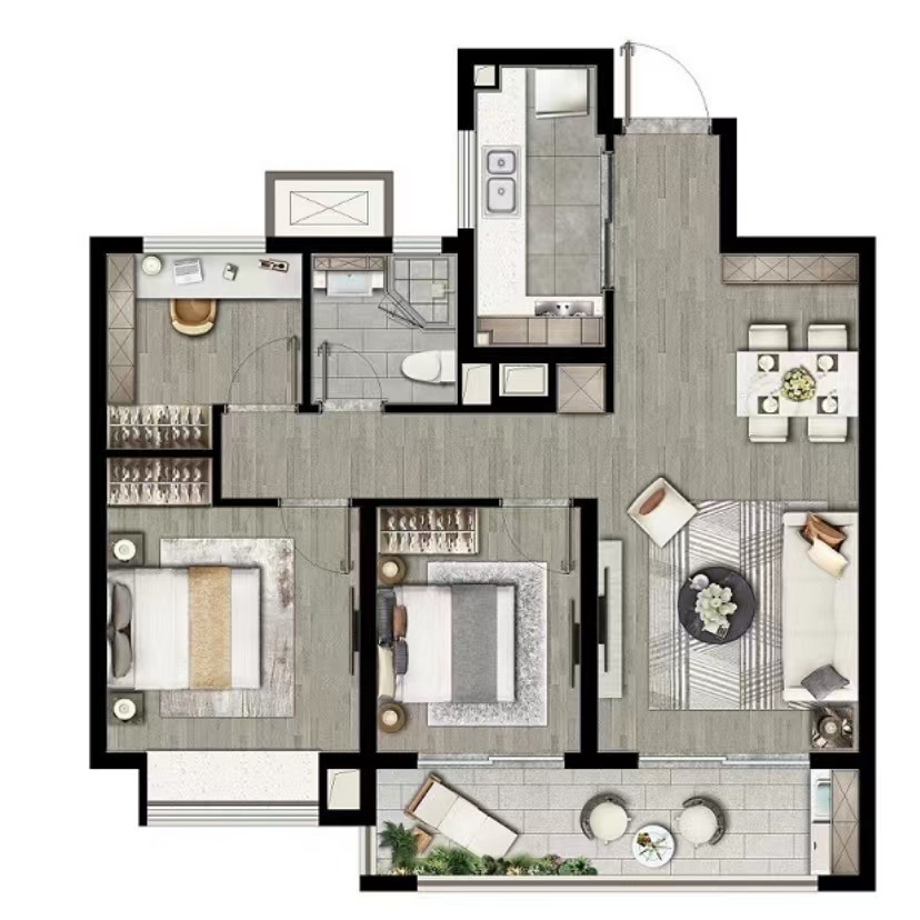 融创时代中心 3室2厅1卫 95m&sup2;
