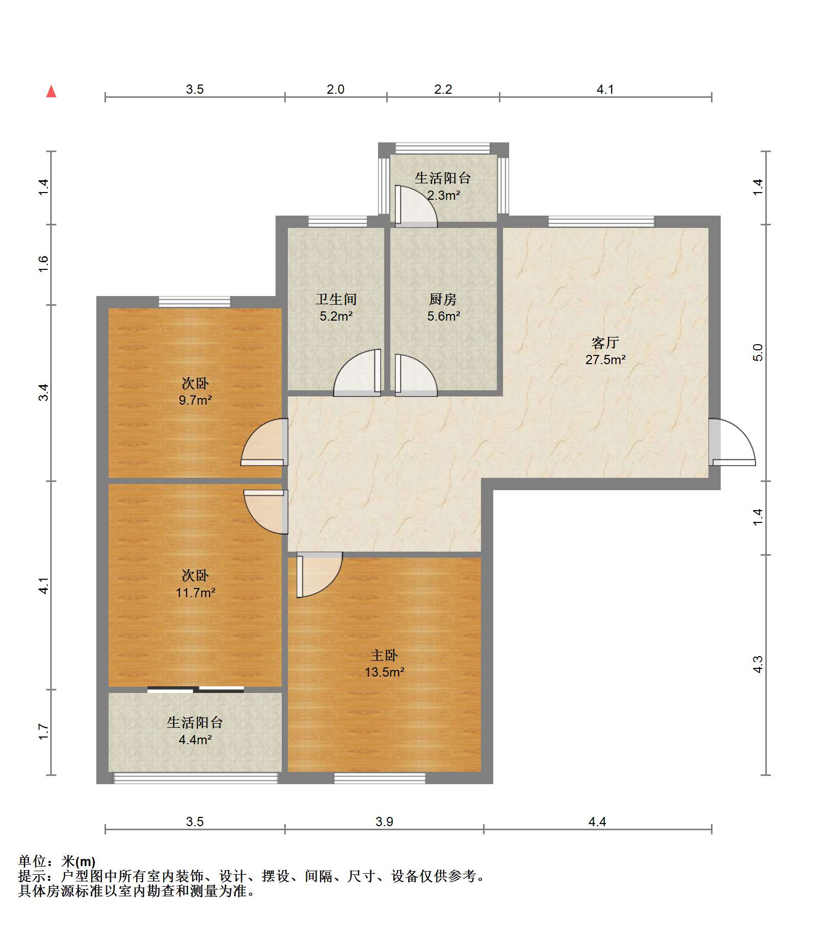学士府 3室1厅1卫 107m²