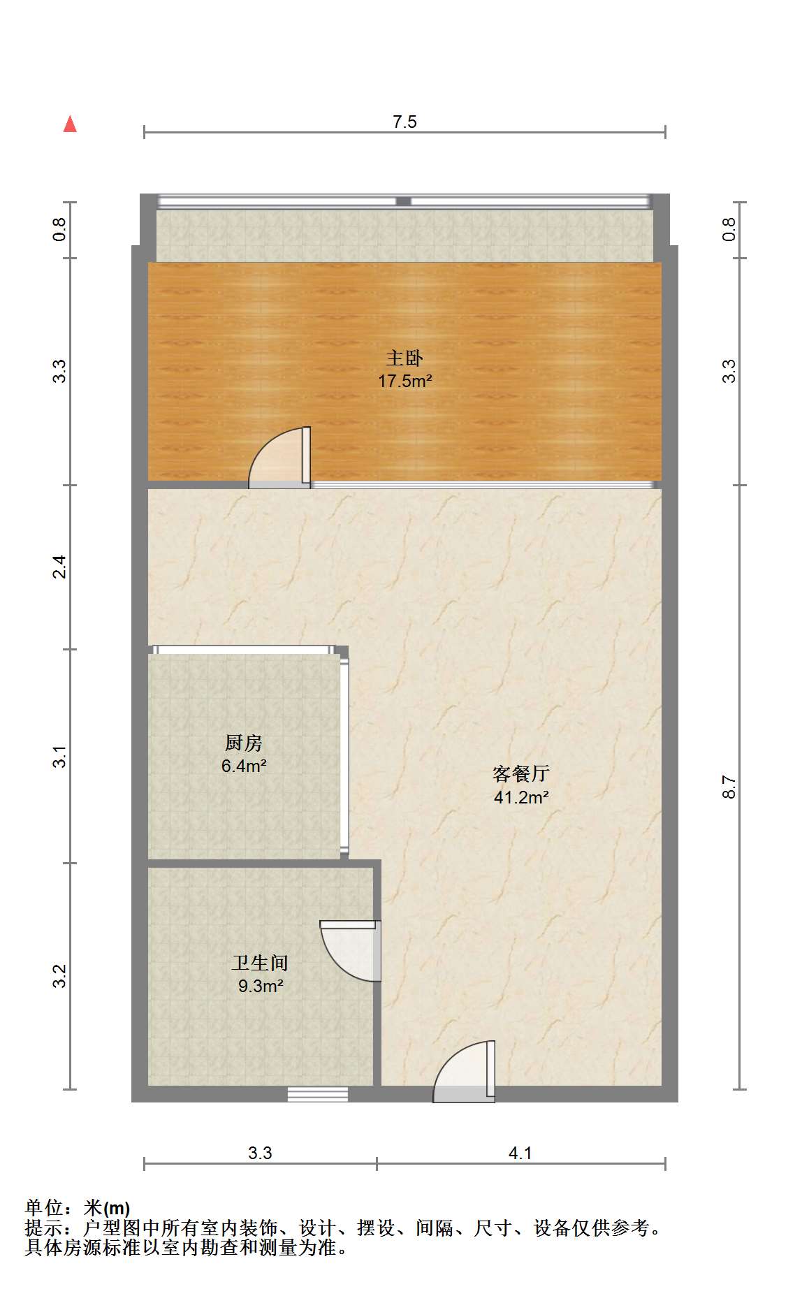 鸿运大厦 2室1厅2卫 72m&sup2;