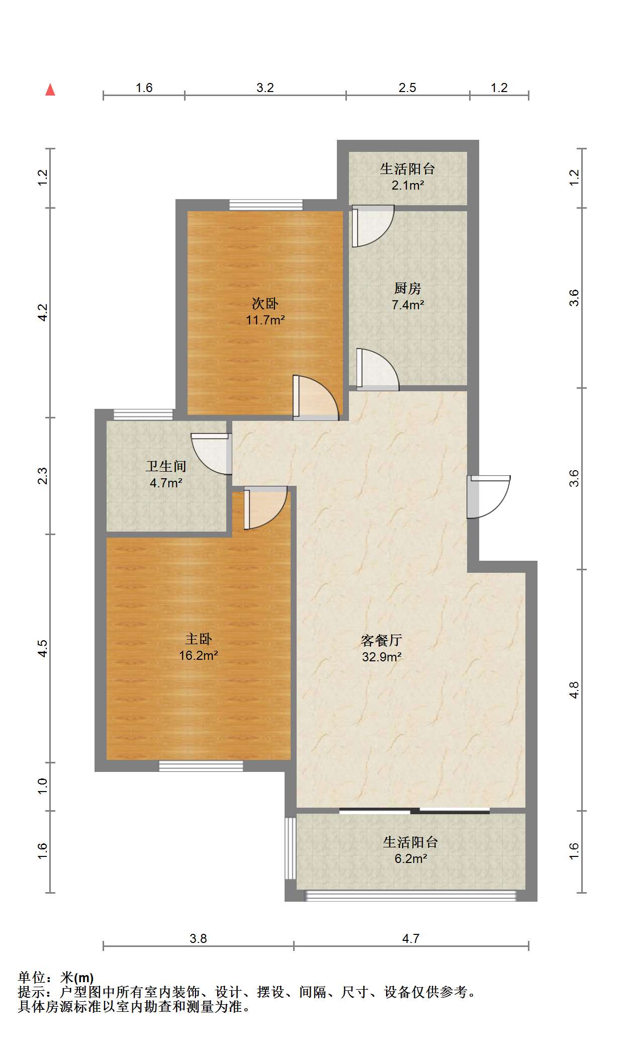 紫东花苑 2室1厅1卫 92m&sup2;