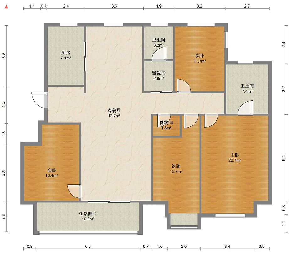 中南万科大都会 4室2厅2卫 164m²