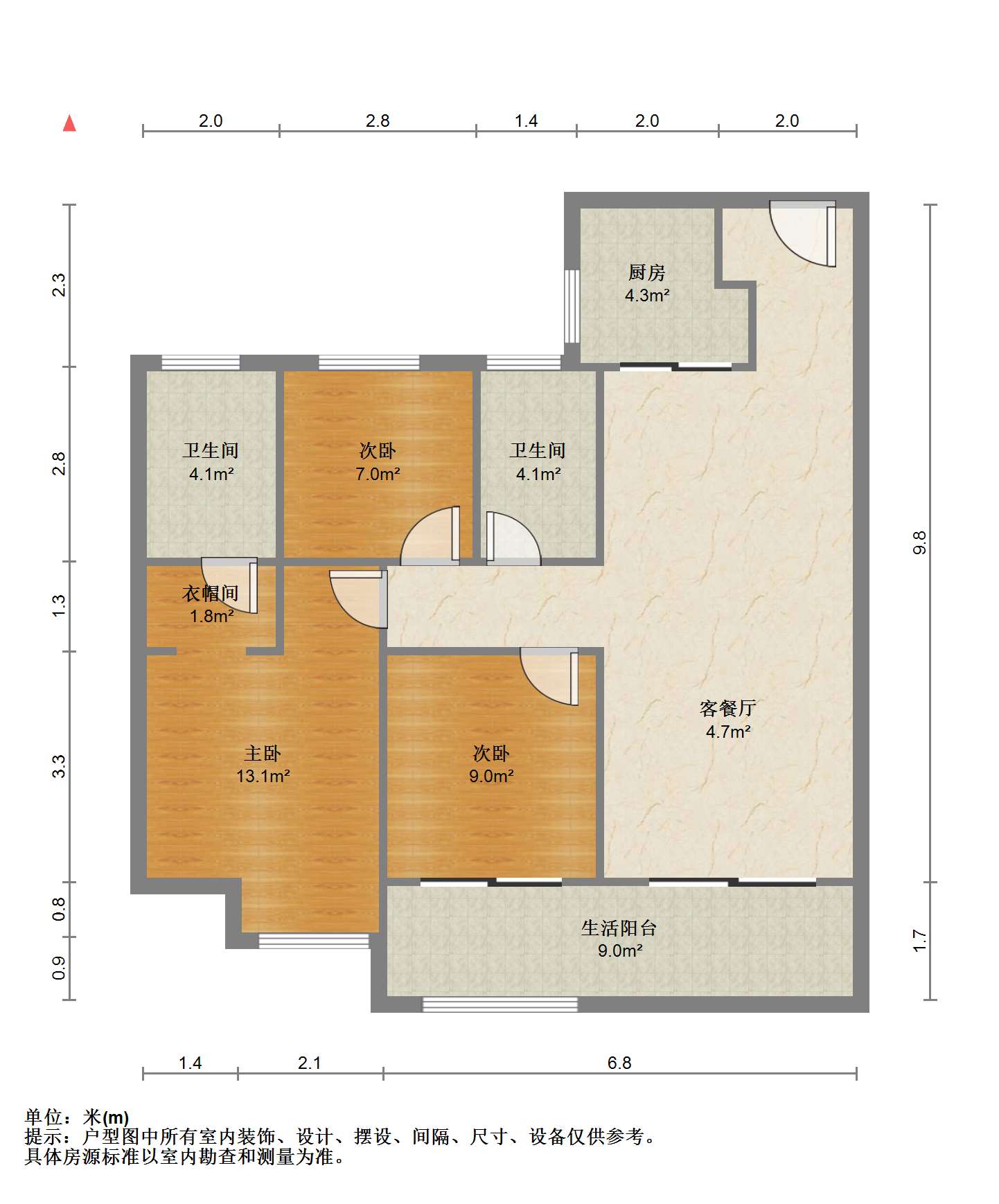 华润悦府 3室2厅2卫 108.00m&sup2;