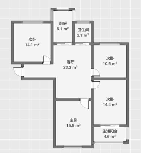 学士府 4室1厅1卫 130m&sup2;