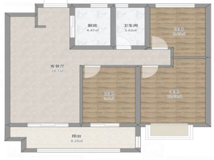 中创都市花苑 3室2厅1卫 98.78m&sup2;