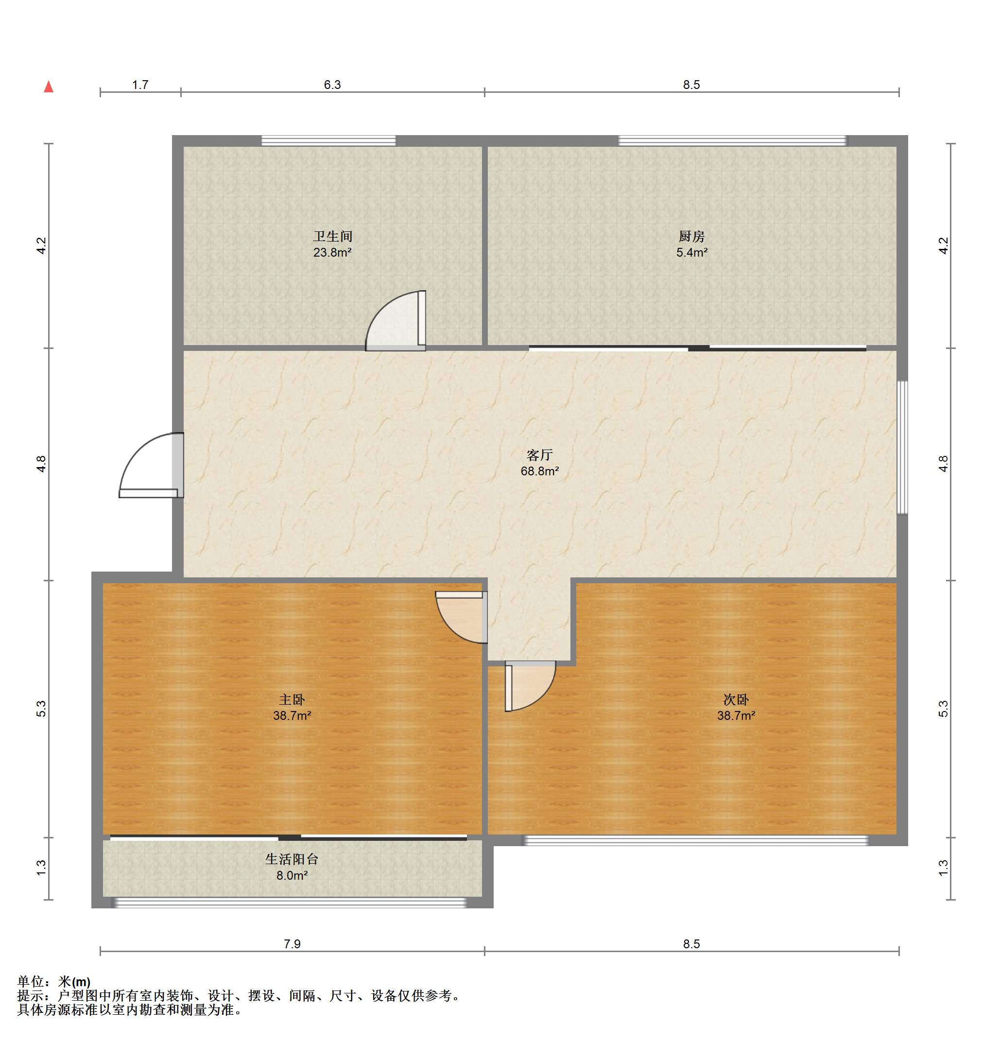 新港花苑西区 2室1厅1卫 90.00m&sup2;