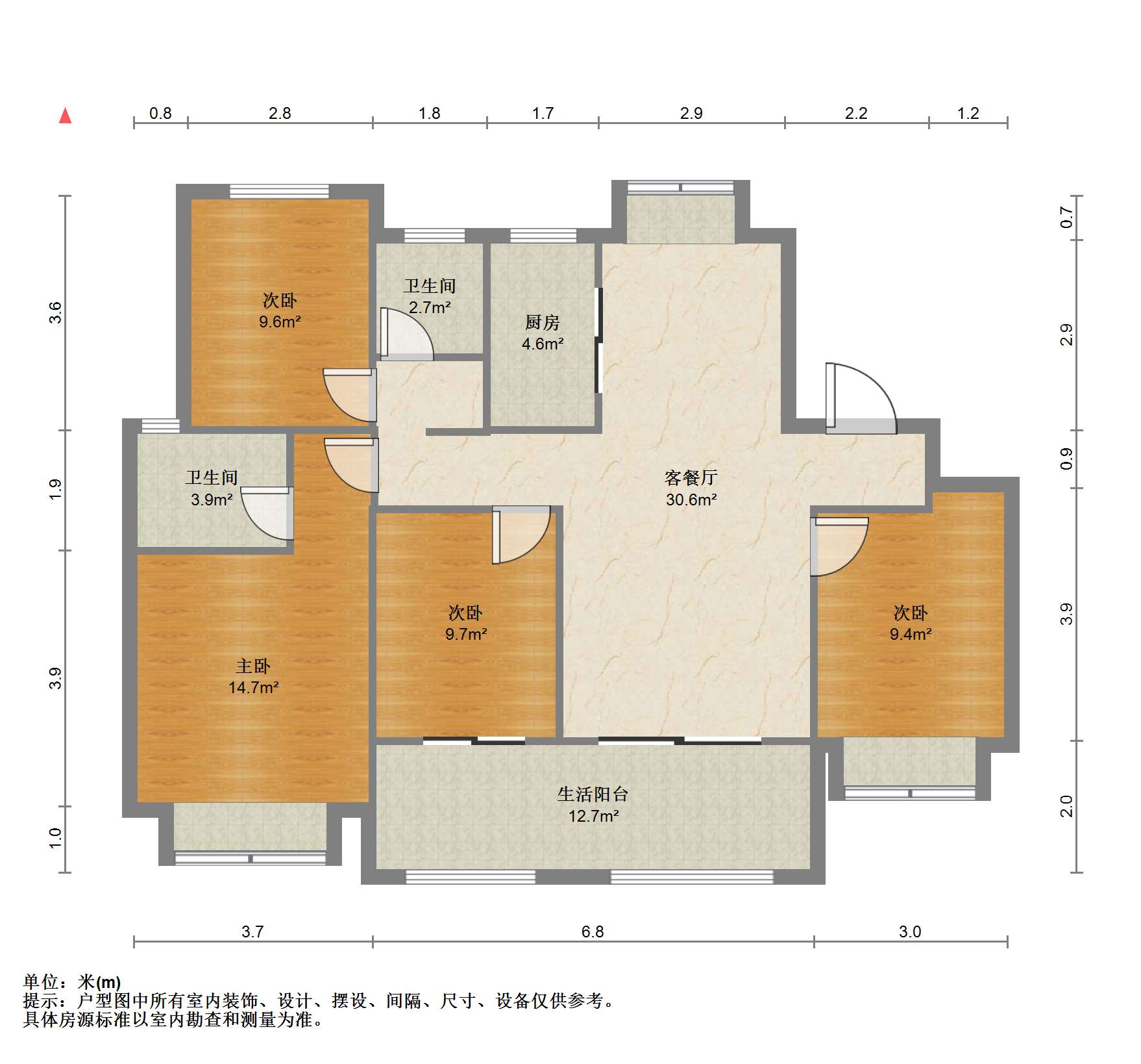 佳期漫 4室2厅2卫 121.53m&sup2;